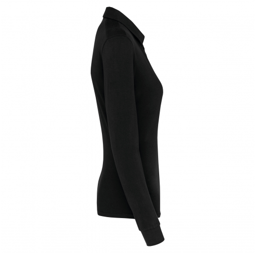 black Polo jersey manga larga mujer