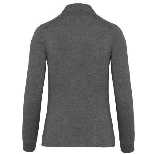 grey heather Polo jersey manga larga mujer