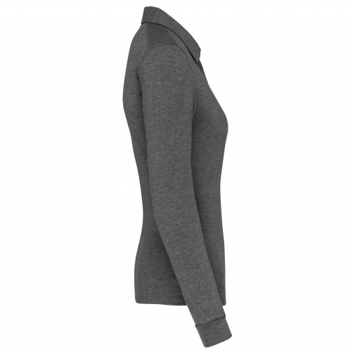 grey heather Polo jersey manga larga mujer