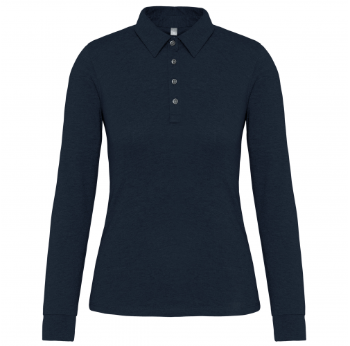 navy Polo jersey manga larga mujer