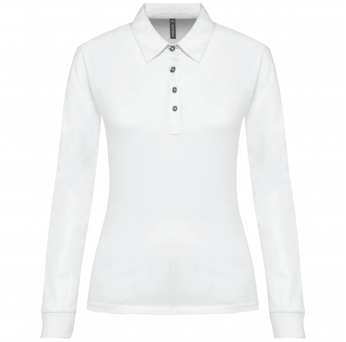 white Polo jersey manga larga mujer