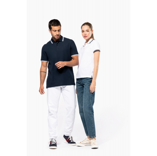 Polo de manga corta para hombre con ribetes contrastados