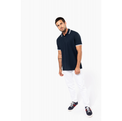 Polo de manga corta para hombre con ribetes contrastados