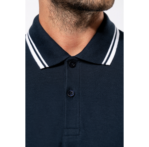 Polo de manga corta para hombre con ribetes contrastados