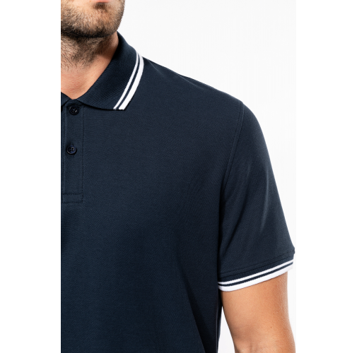 Polo de manga corta para hombre con ribetes contrastados