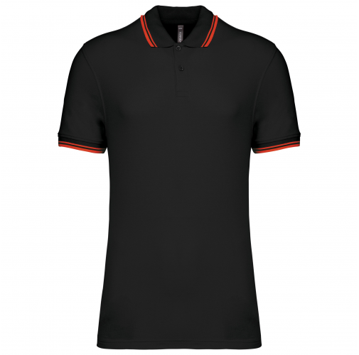 black / red Polo de manga corta para hombre con ribetes contrastados