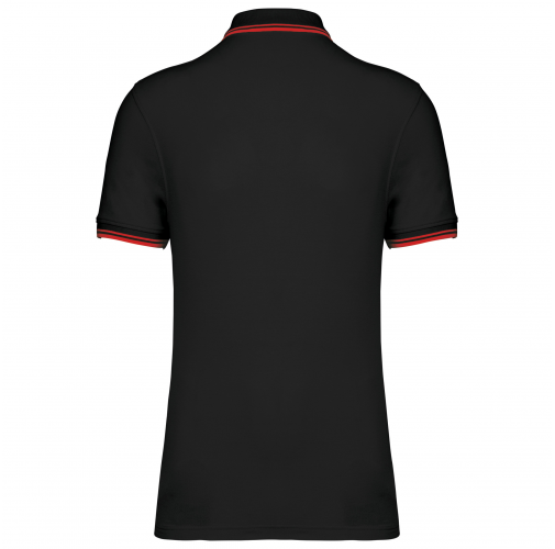 black / red Polo de manga corta para hombre con ribetes contrastados