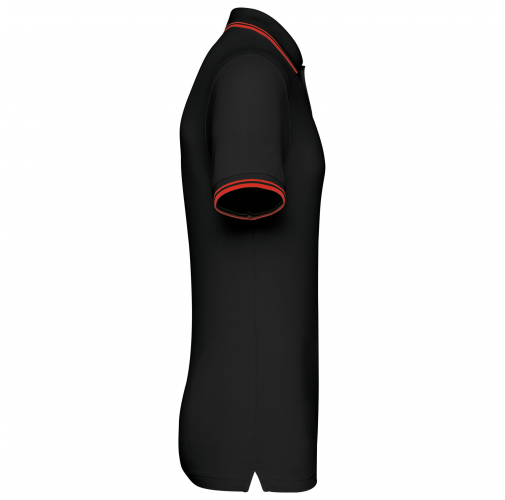 black / red Polo de manga corta para hombre con ribetes contrastados