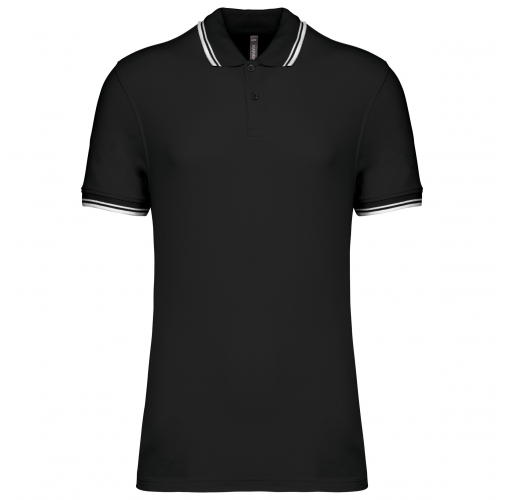 black / white Polo de manga corta para hombre con ribetes contrastados
