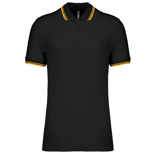 black / yellow Polo de manga corta para hombre con ribetes contrastados