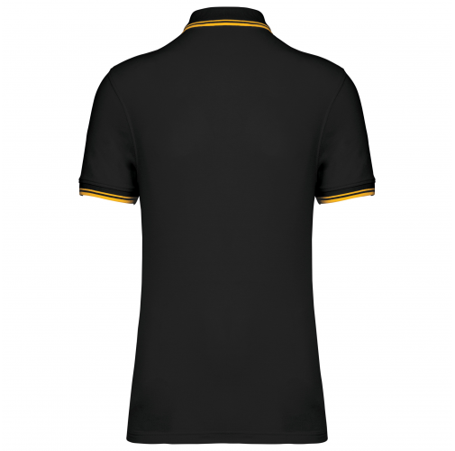 black / yellow Polo de manga corta para hombre con ribetes contrastados