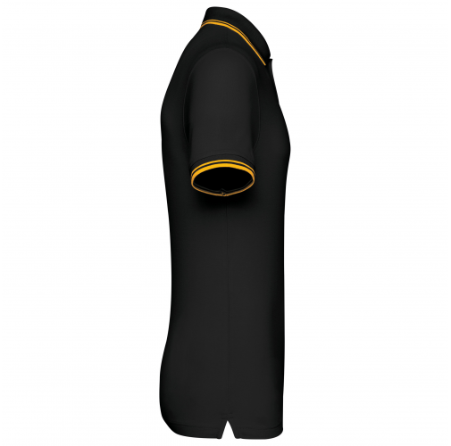 black / yellow Polo de manga corta para hombre con ribetes contrastados