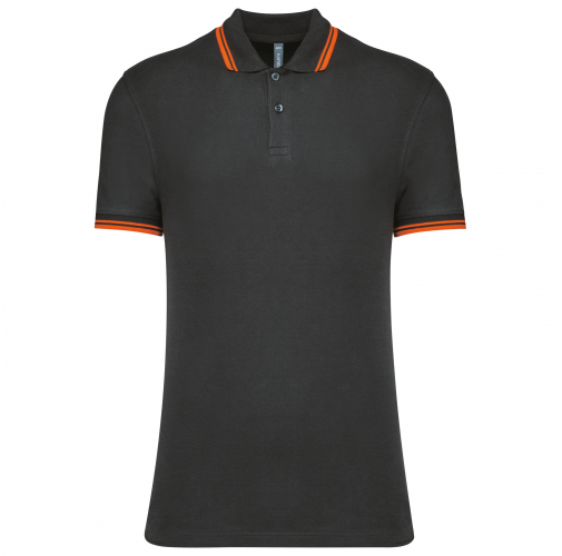 dark grey / orange Polo de manga corta para hombre con ribetes contrastados