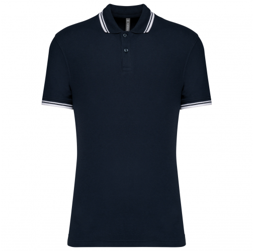 navy / white Polo de manga corta para hombre con ribetes contrastados