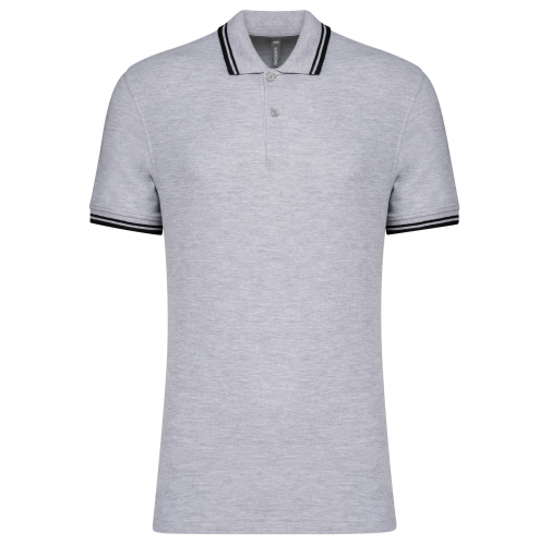 oxford grey / black Polo de manga corta para hombre con ribetes contrastados
