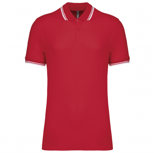 red / white Polo de manga corta para hombre con ribetes contrastados
