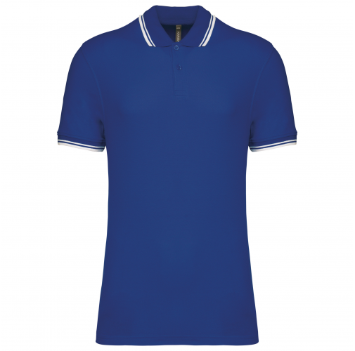 royal blue / white Polo de manga corta para hombre con ribetes contrastados