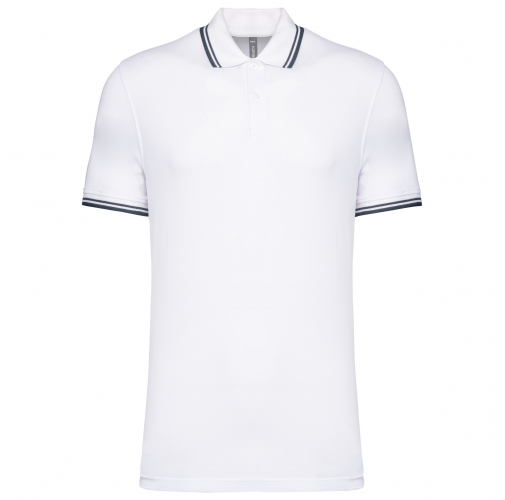 white / navy Polo de manga corta para hombre con ribetes contrastados