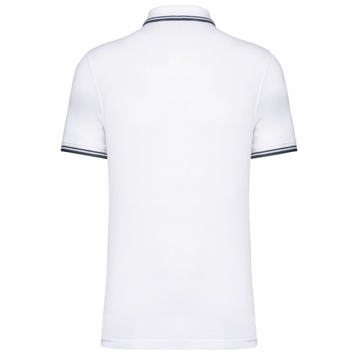 white / navy Polo de manga corta para hombre con ribetes contrastados