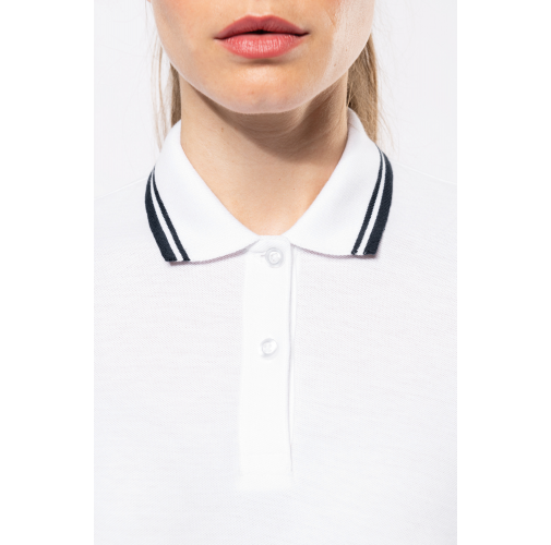 Polo de manga corta para mujer con ribetes contrastados
