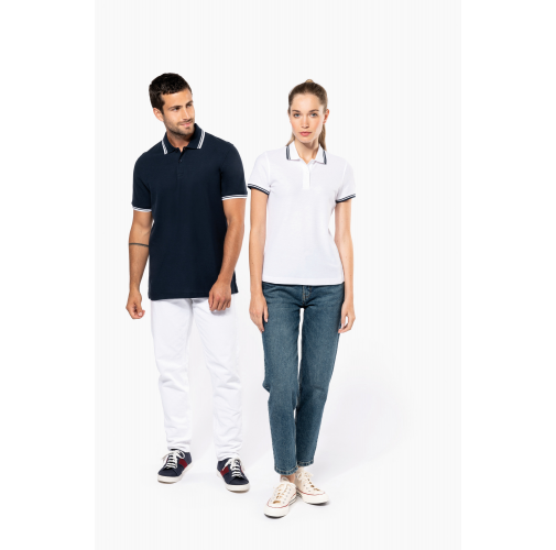 Polo de manga corta para mujer con ribetes contrastados
