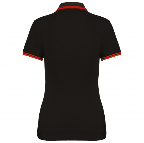 black / red Polo de manga corta para mujer con ribetes contrastados
