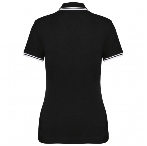 black / white Polo de manga corta para mujer con ribetes contrastados