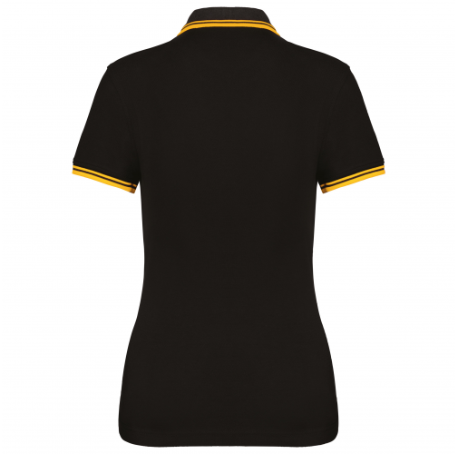 black / yellow Polo de manga corta para mujer con ribetes contrastados