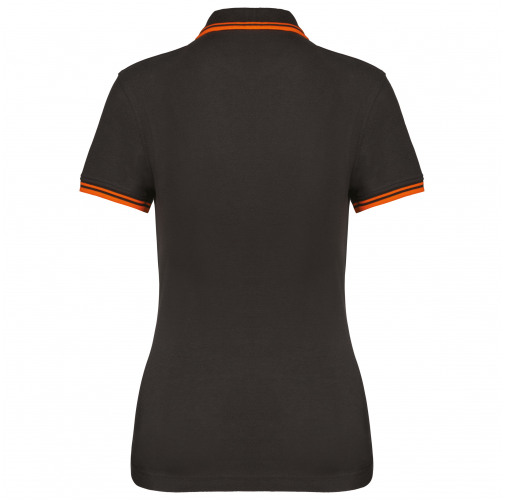dark grey / orange Polo de manga corta para mujer con ribetes contrastados
