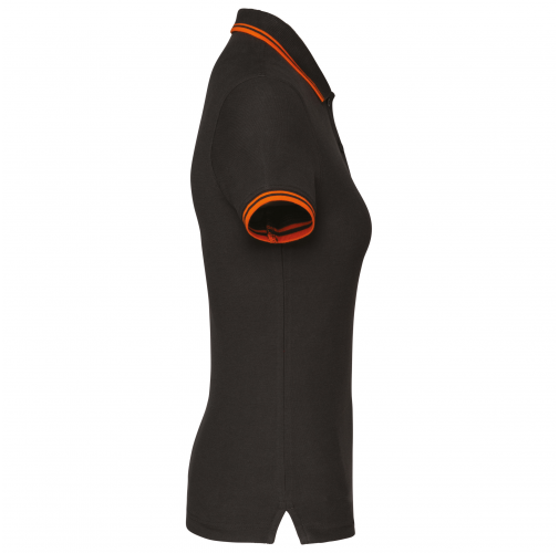 dark grey / orange Polo de manga corta para mujer con ribetes contrastados
