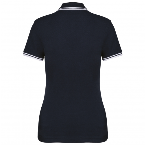 navy / white Polo de manga corta para mujer con ribetes contrastados