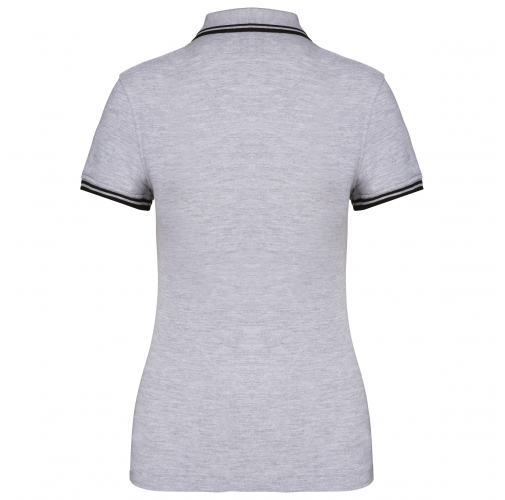 oxford grey / black Polo de manga corta para mujer con ribetes contrastados