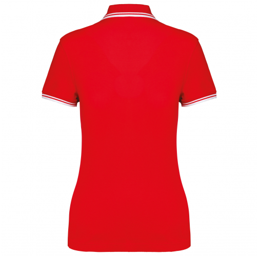 red / white Polo de manga corta para mujer con ribetes contrastados