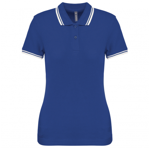 royal blue / white Polo de manga corta para mujer con ribetes contrastados