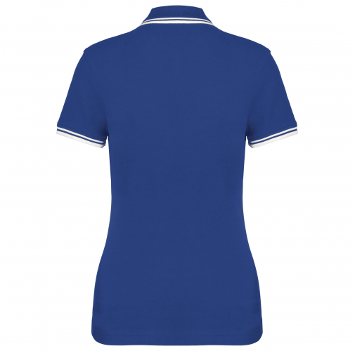 royal blue / white Polo de manga corta para mujer con ribetes contrastados