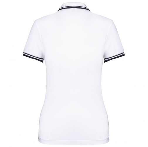 white / navy Polo de manga corta para mujer con ribetes contrastados