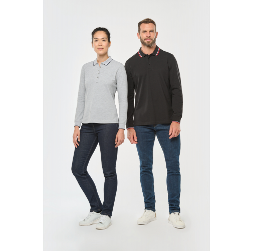 Polo piqué manga larga hombre