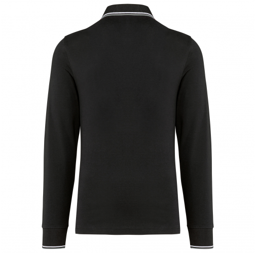 black / light grey / white Polo piqué manga larga hombre