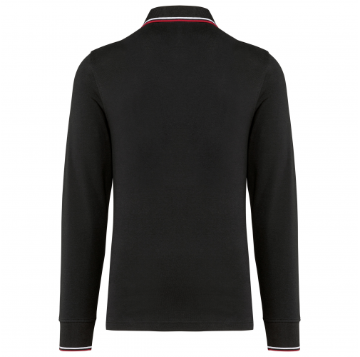 black / red / white Polo piqué manga larga hombre