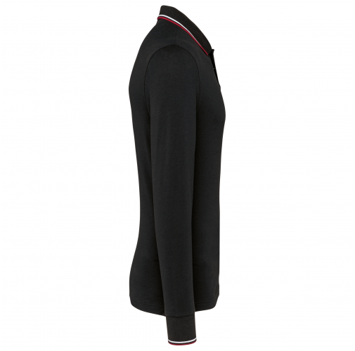 black / red / white Polo piqué manga larga hombre