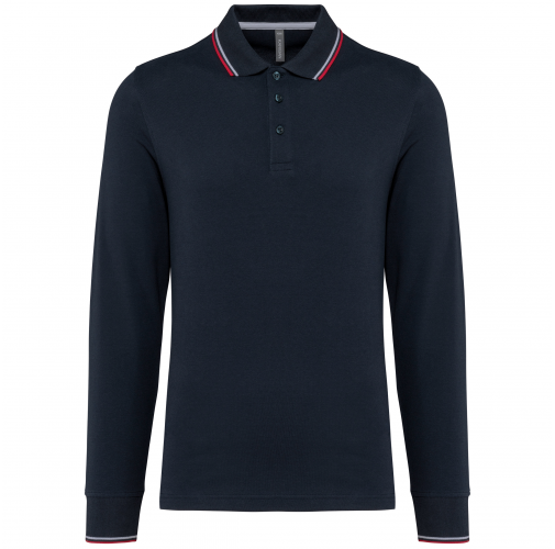 navy / red / white Polo piqué manga larga hombre