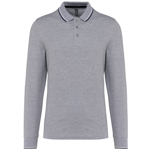 oxford grey / navy / white Polo piqué manga larga hombre