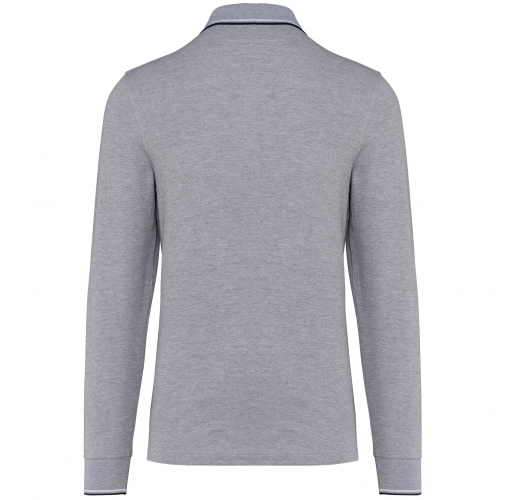 oxford grey / navy / white Polo piqué manga larga hombre