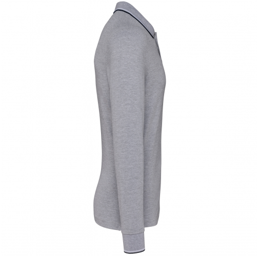 oxford grey / navy / white Polo piqué manga larga hombre