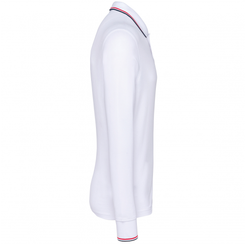 white / navy / red Polo piqué manga larga hombre