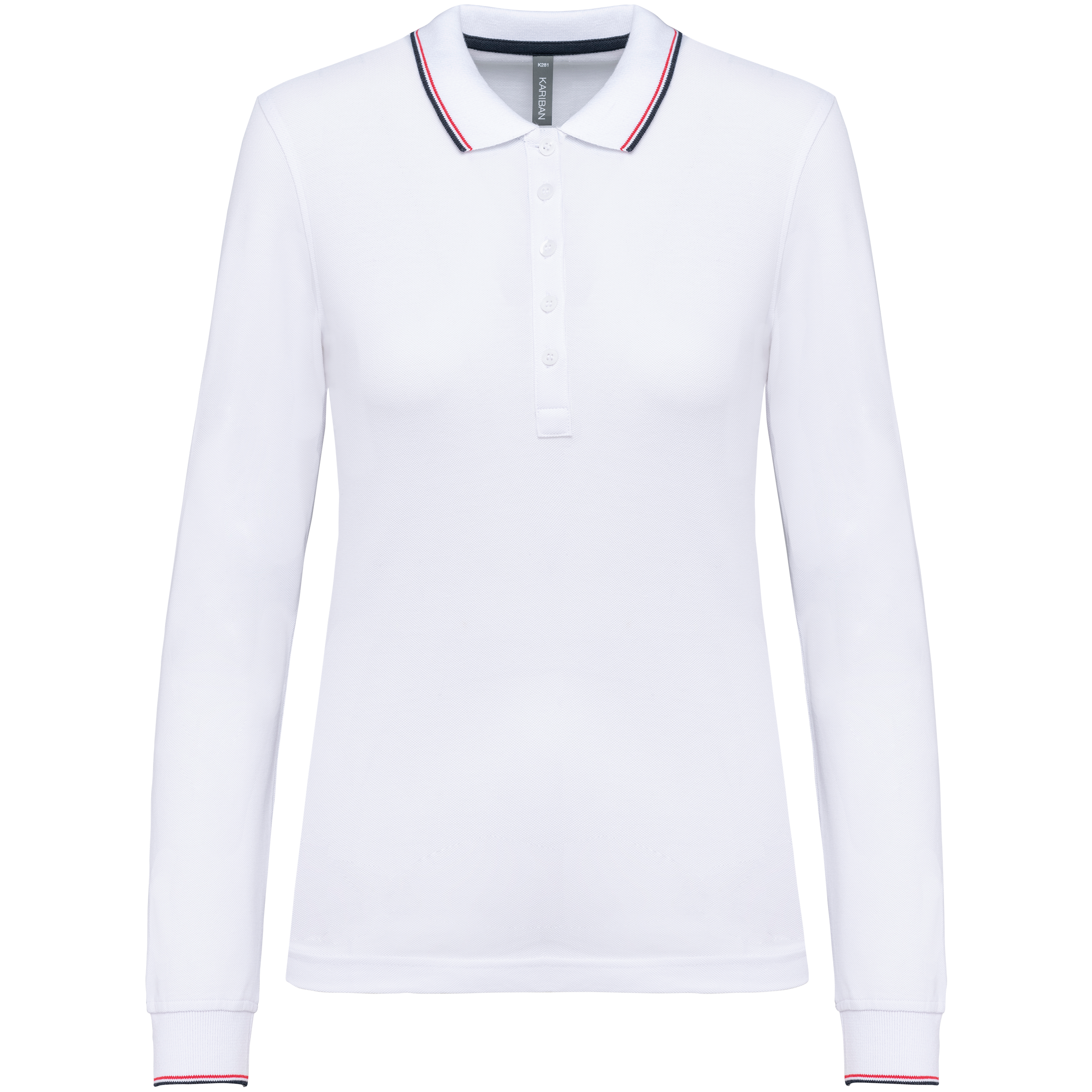 black / light grey / white Polo piqué manga larga mujer