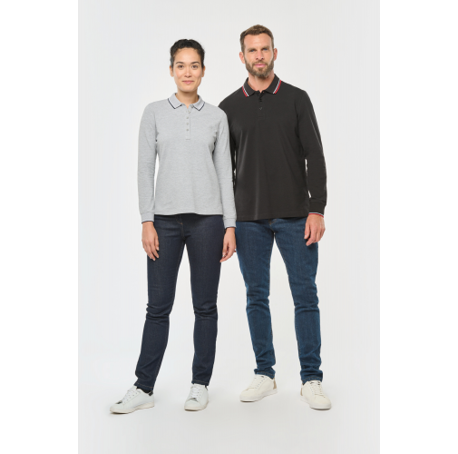 Polo piqué manga larga mujer