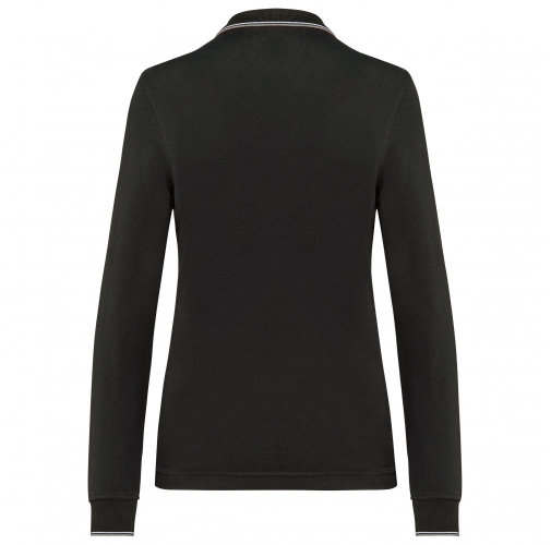 black / light grey / white Polo piqué manga larga mujer