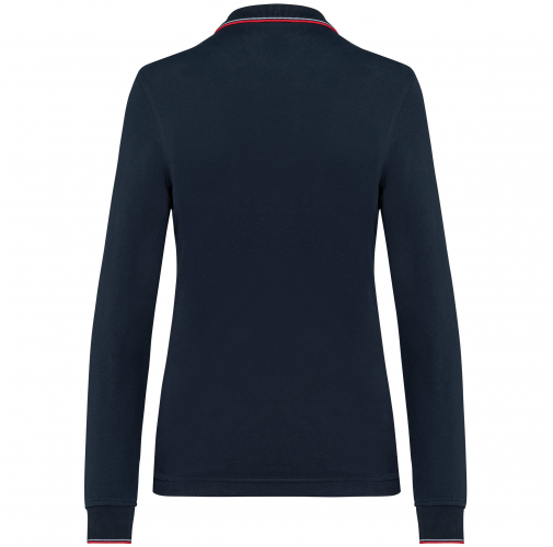 navy / red / white Polo piqué manga larga mujer