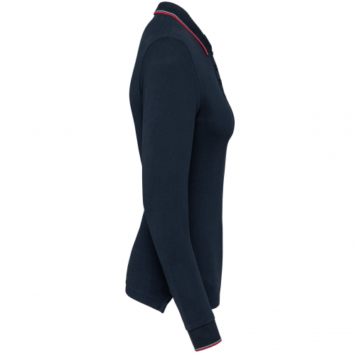 navy / red / white Polo piqué manga larga mujer